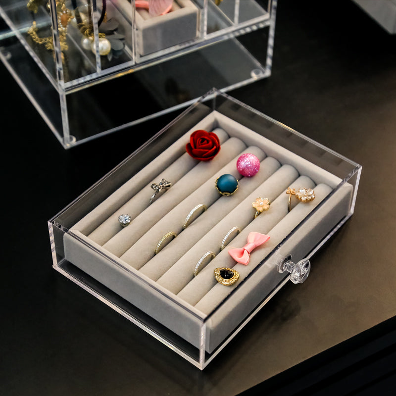 Transparent Acrylic Velvet Jewellery Storage Rack