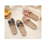 Summer Flax Bow Women Slipper