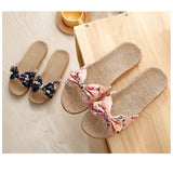 Summer Flax Bow Women Slipper