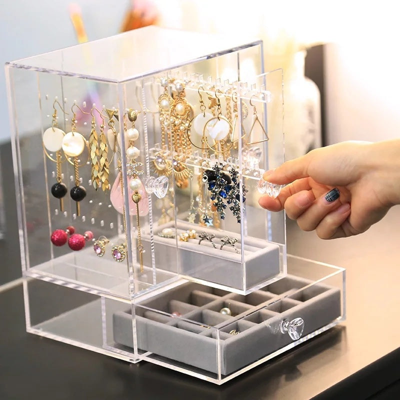 Transparent Acrylic Velvet Jewellery Storage Rack