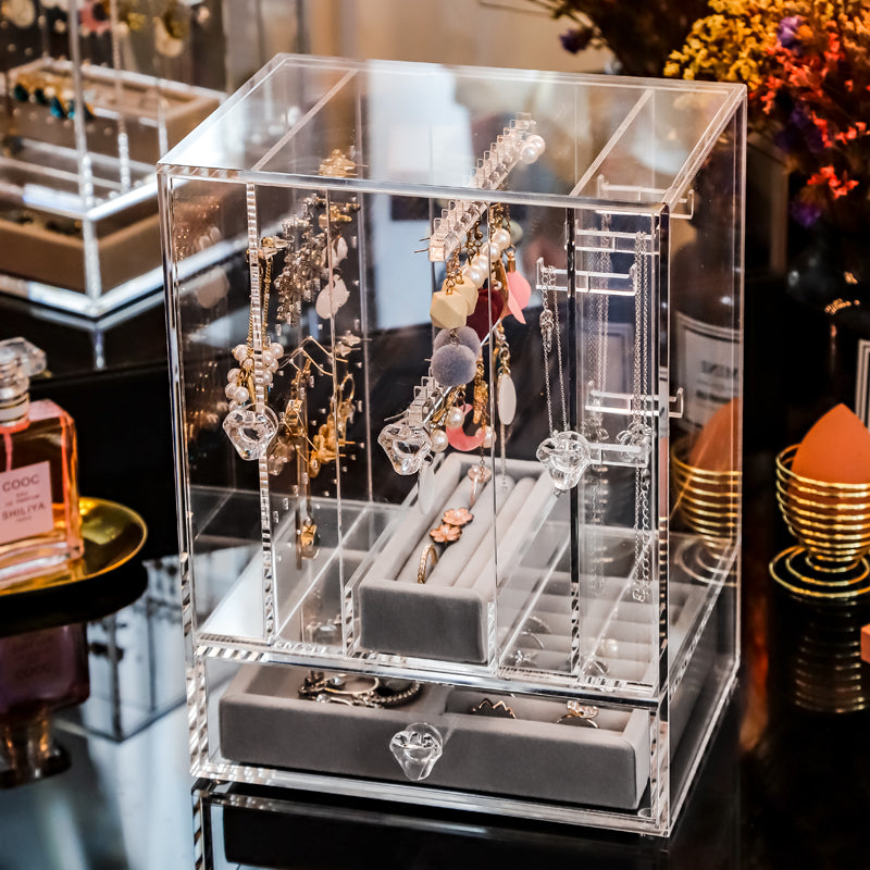 Transparent Acrylic Velvet Jewellery Storage Rack