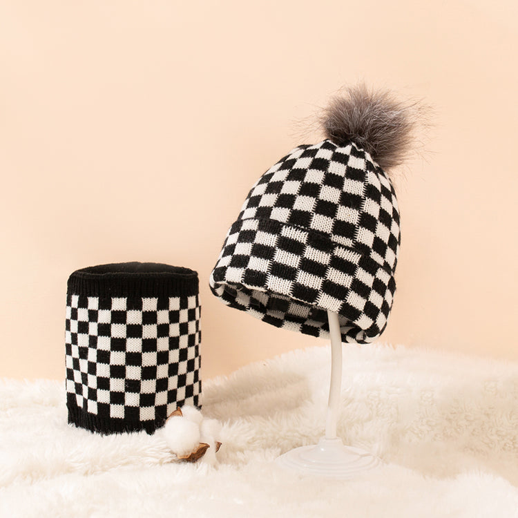 Baby Cap and Neckroll Set - Check Print