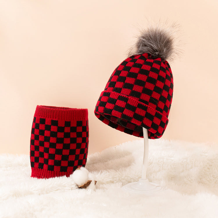 Baby Cap and Neckroll Set - Check Print