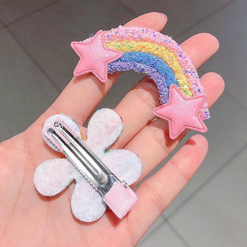 Rainbow Series Small Sequins Cloud Hairpin Set