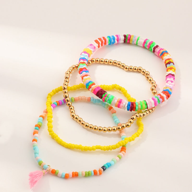 Tassels Adjustable Rice Bead Bracelet Set (4pcs)