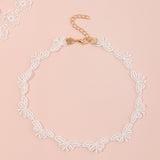 Purple And White Cloth Flower Children Necklace