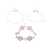 Purple And White Cloth Flower Children Necklace