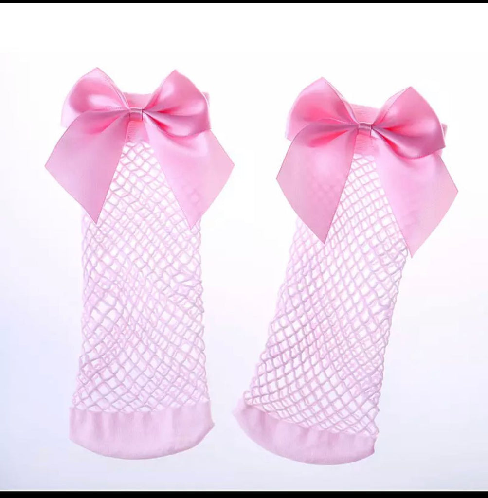 Kids Bow Fishnet Socks