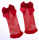 Kids Bow Fishnet Socks