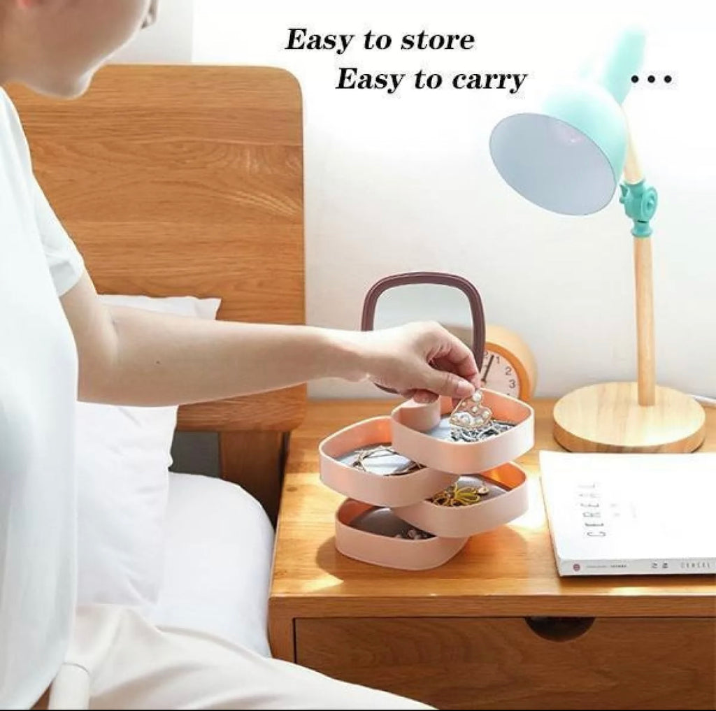 Plastic 4 Layer Jewellery Box with Mirror