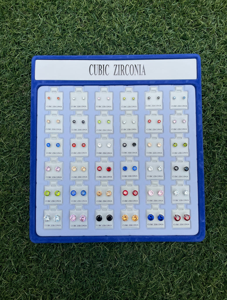 Cubic Zirconia Earrings Set - 36 Pairs