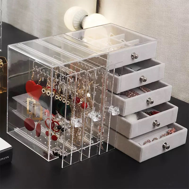 Transparent Acrylic Velvet Jewellery Storage Rack