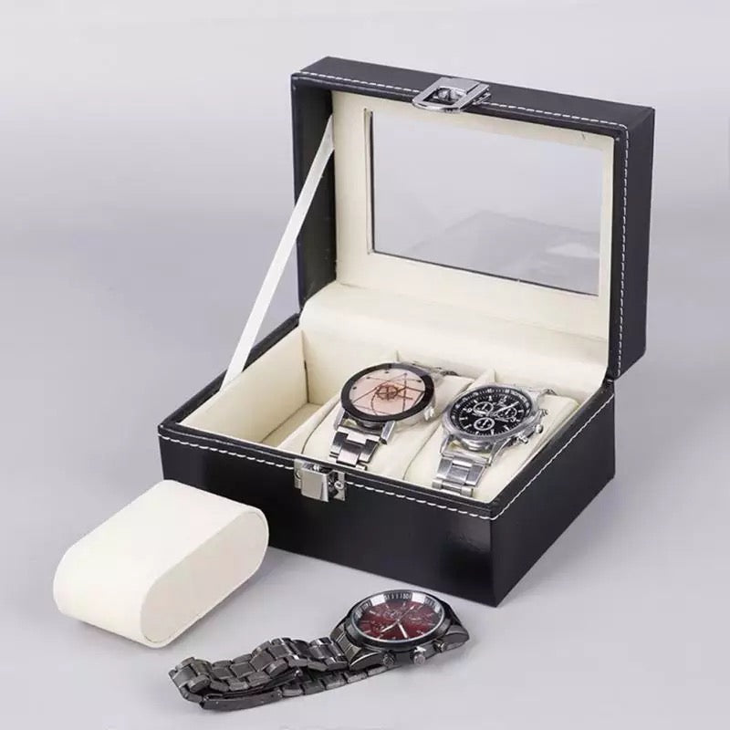 PU Leather Watch Storage Box (3 Slots)
