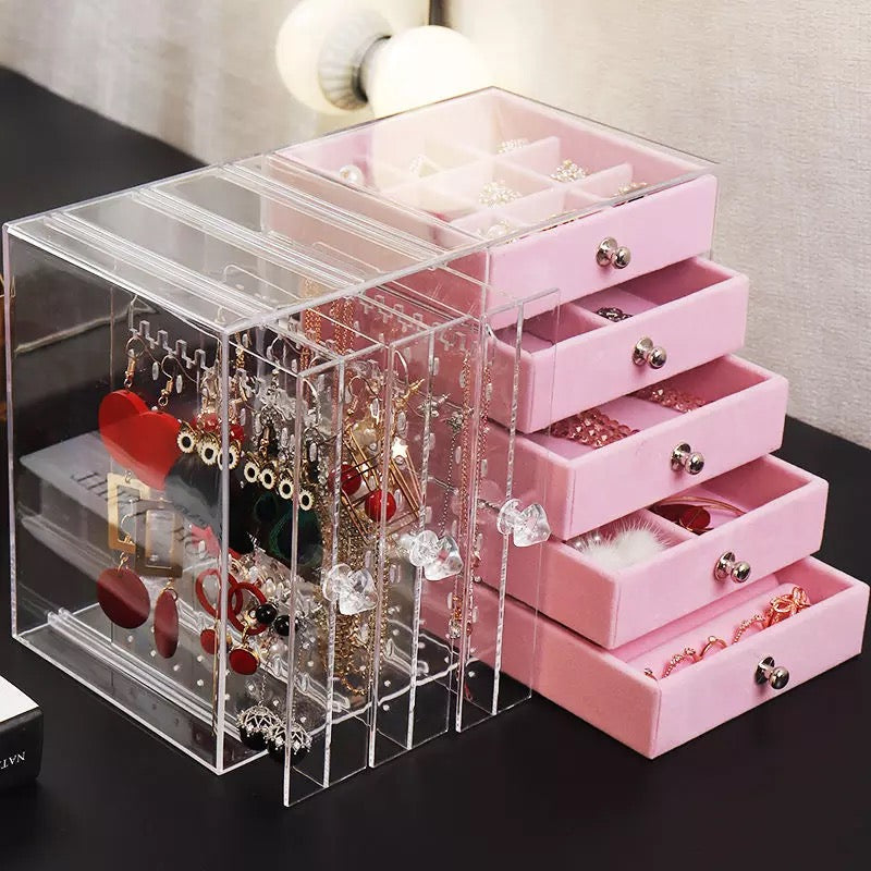 Transparent Acrylic Velvet Jewellery Storage Rack