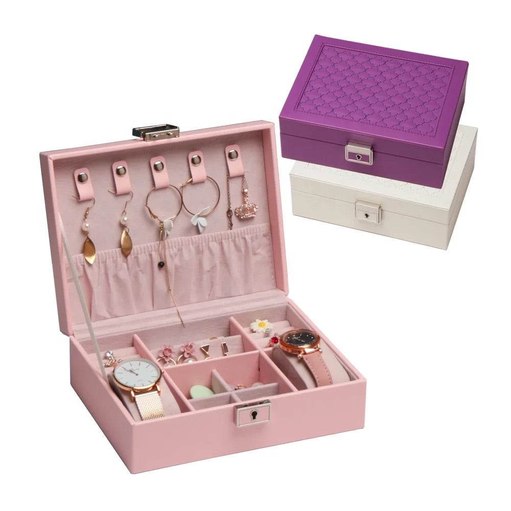 PU leather Embroidered Jewelry & Watch box