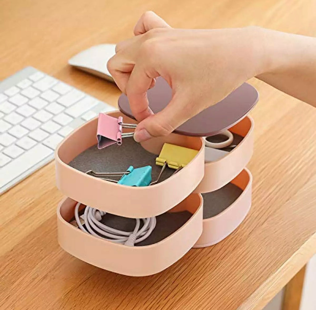 Plastic 4 Layer Jewellery Box with Mirror