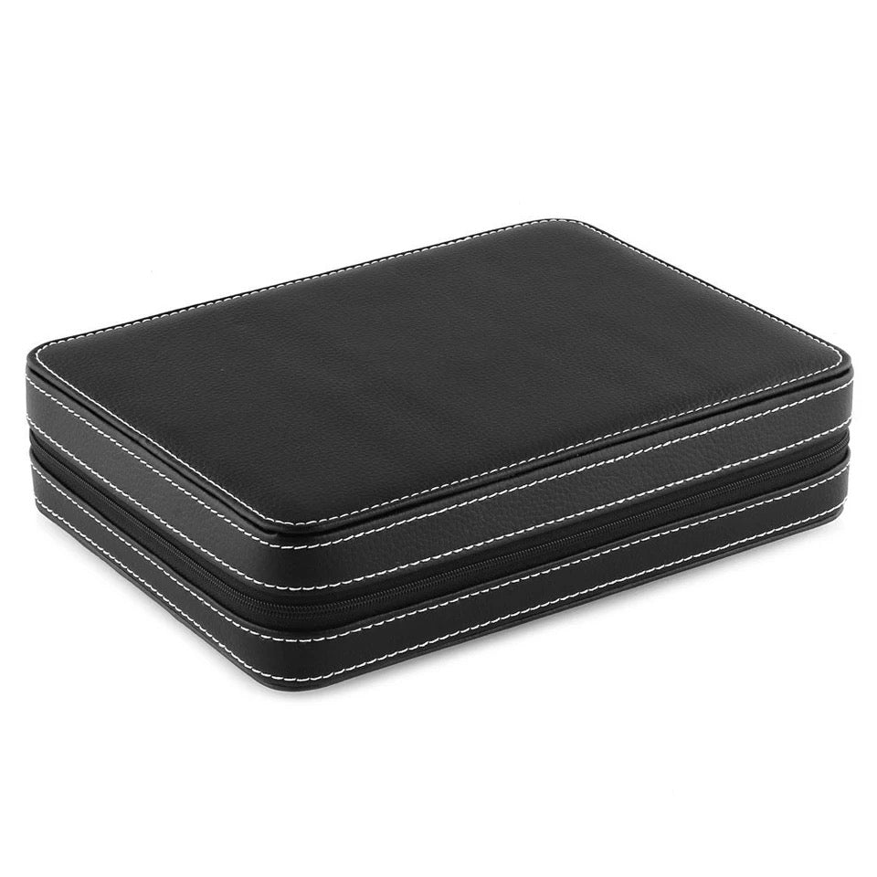 PU Leather Portable Watch Storage Bag with Zip  (8 Slots)