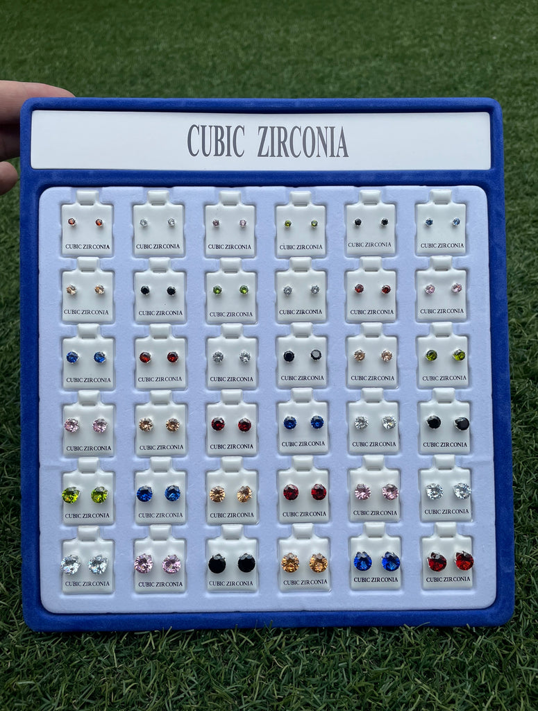 Cubic Zirconia Earrings Set - 36 Pairs