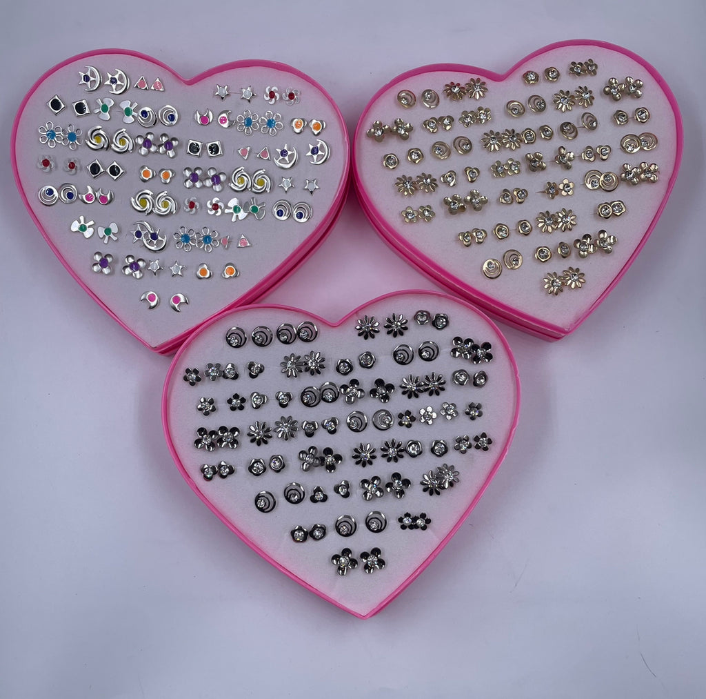Metal Stud Earrings Box Bundle - 108 Pairs