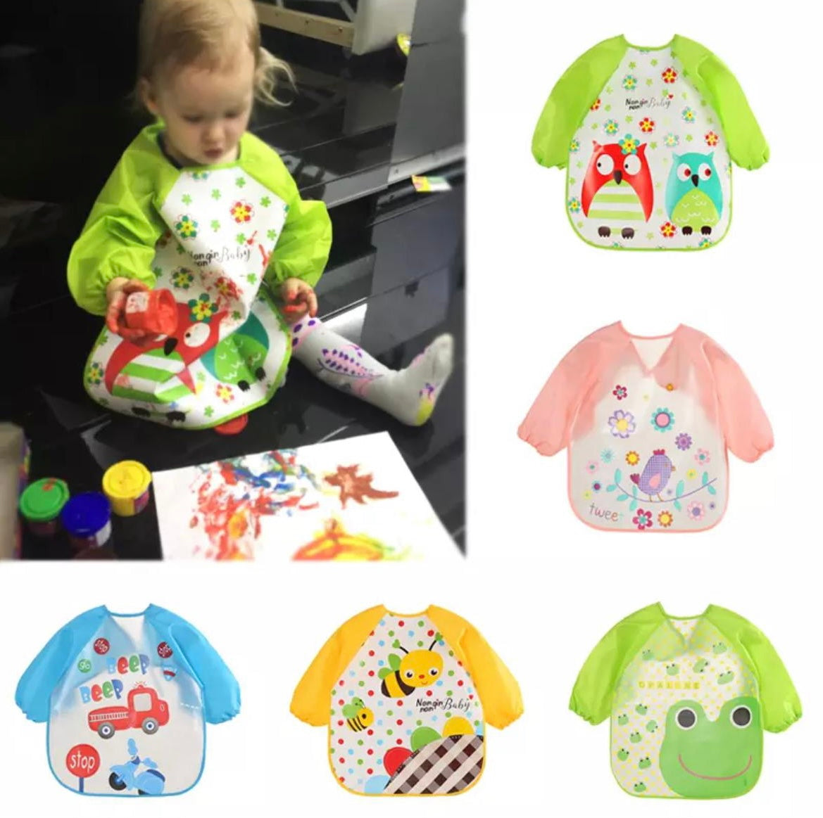 Bibs with sleeves for babies discount