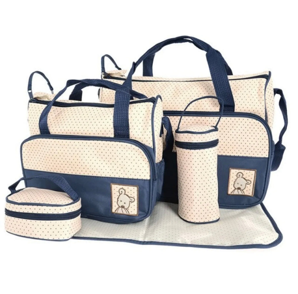 Mother Baby Diaper Bag 5pcs Set - Blue