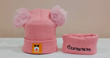 Baby Double Pom Pom Cap and Neckroll Set
