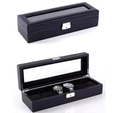 Carbon Fiber PU Leather Watch Storage Box (6 Slots)
