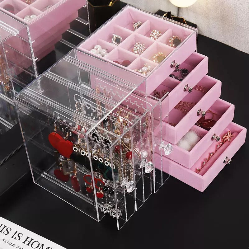 Transparent Acrylic Velvet Jewellery Storage Rack
