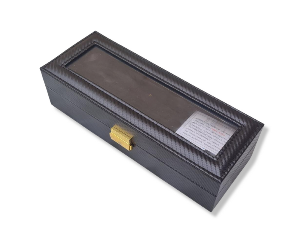 Carbon Fiber PU Leather Watch Storage Box (6 Slots)