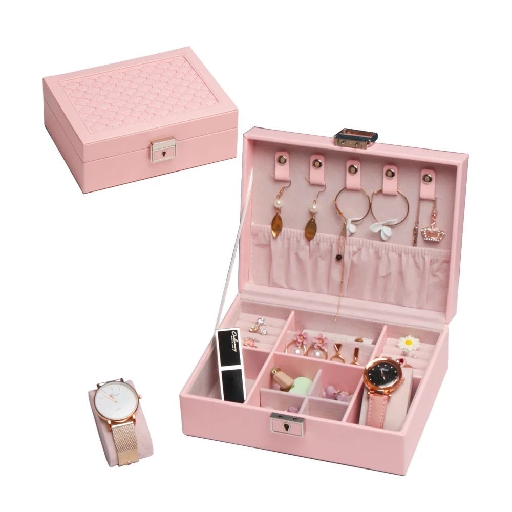 PU leather Embroidered Jewelry & Watch box