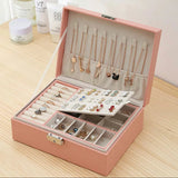 Double-Layer Jewelry Storage Box Multifunction Jewelry Organizer High Capacity Necklace Earring Bracelet Display Holder with Lock