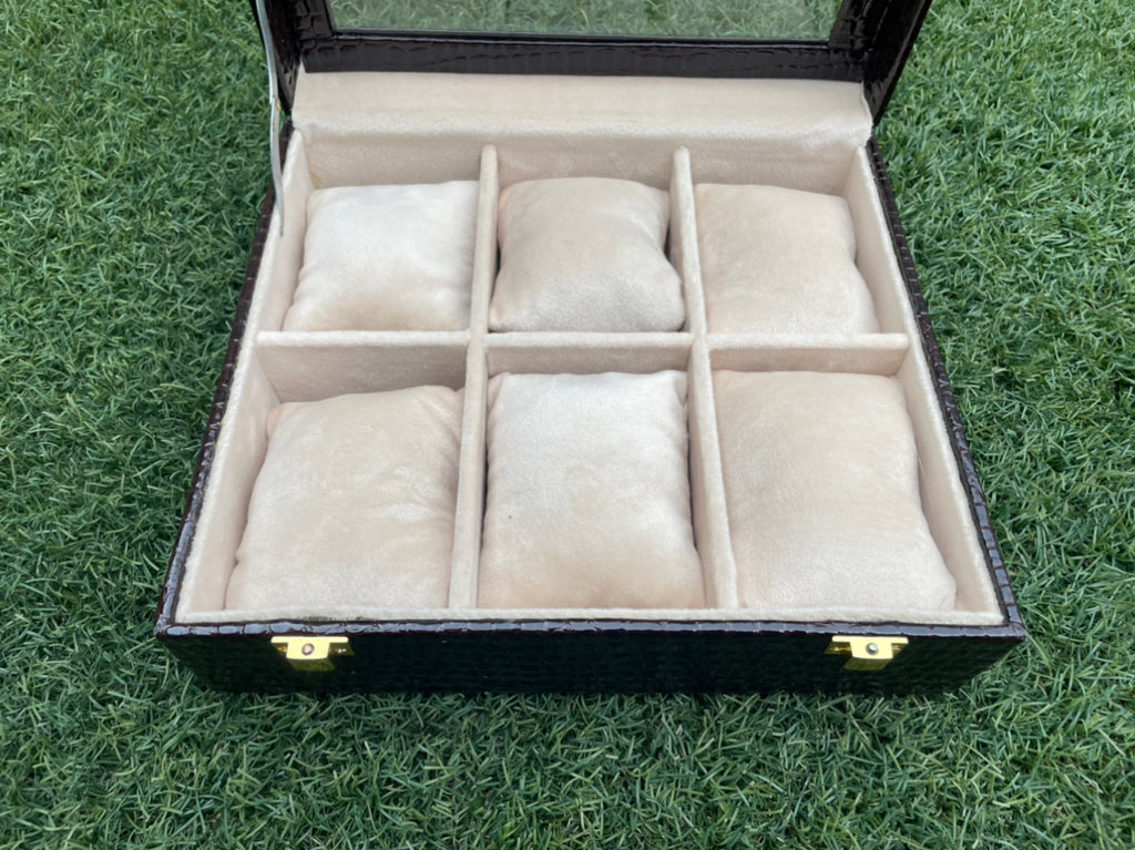 PU Leather Watch Storage Box - 6 Slot