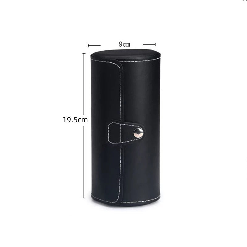 PU Leather Watch Box Cylinder 3 Slot