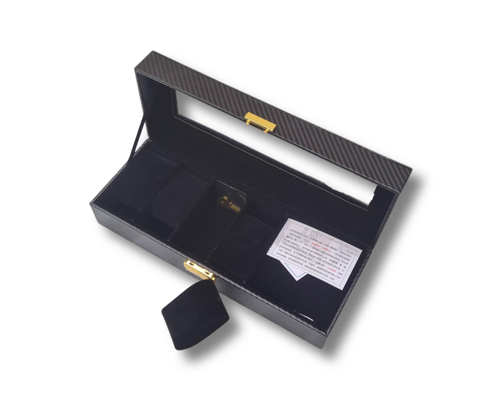 Carbon Fiber PU Leather Watch Storage Box (6 Slots)