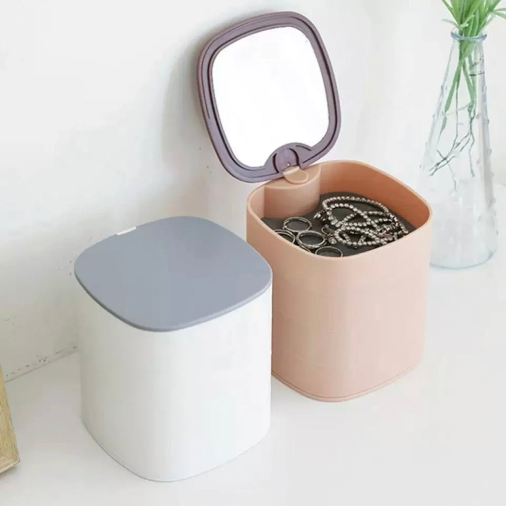 Plastic 4 Layer Jewellery Box with Mirror