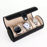 PU Leather Watch Box Cylinder 3 Slot