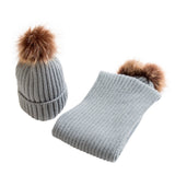 Kids Pom Pom Cap and Muffler Set