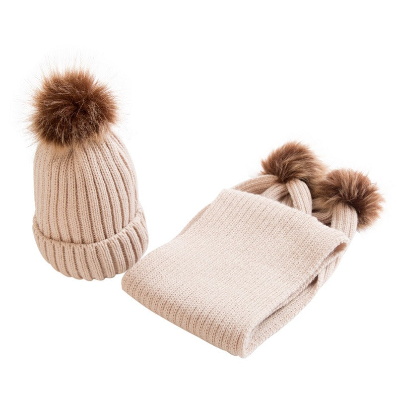 Kids Pom Pom Cap and Muffler Set