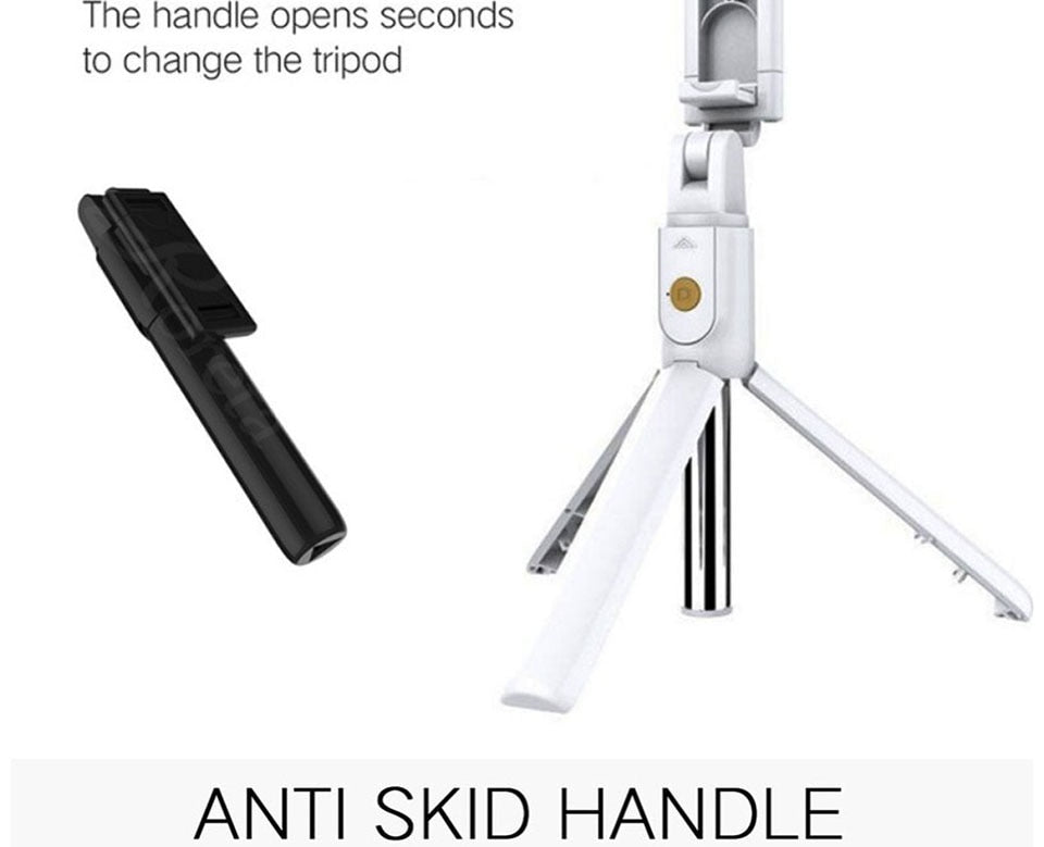 3 in 1 Wireless Bluetooth Selfie Stick Foldable Mini Tripod Expandable Monopod with Remote Control for iPhone IOS Android