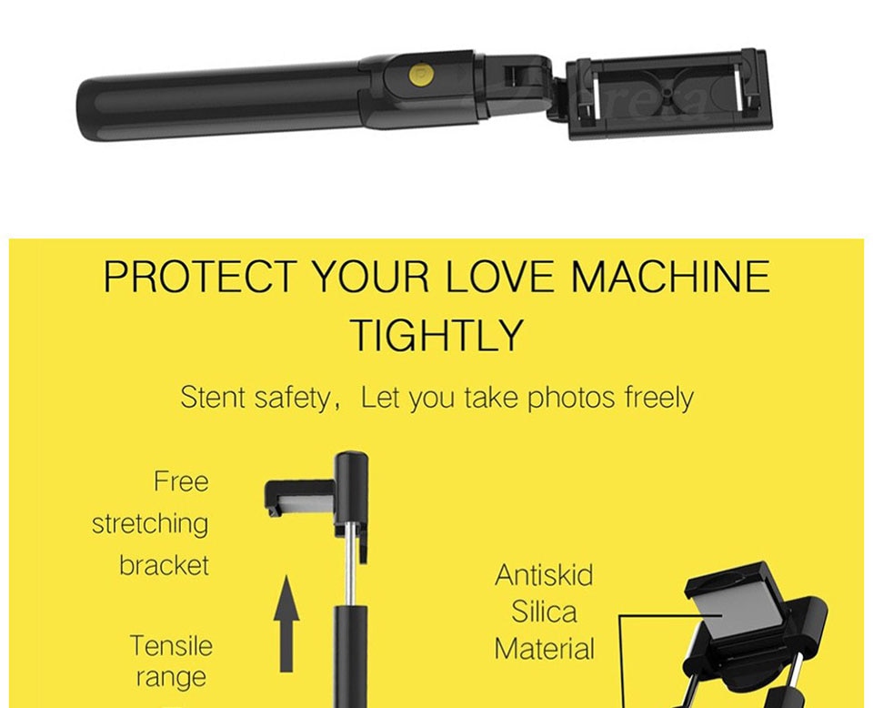 3 in 1 Wireless Bluetooth Selfie Stick Foldable Mini Tripod Expandable Monopod with Remote Control for iPhone IOS Android