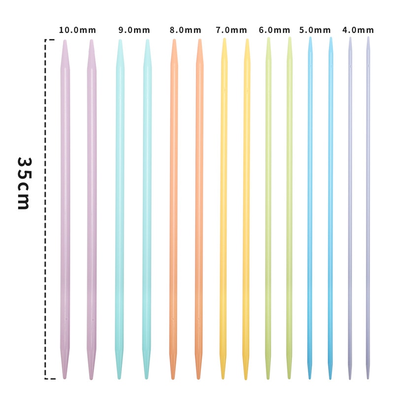 Plastic Knitting Needles Double Pointed - 7 Pairs (4.0mm-10.0mm)