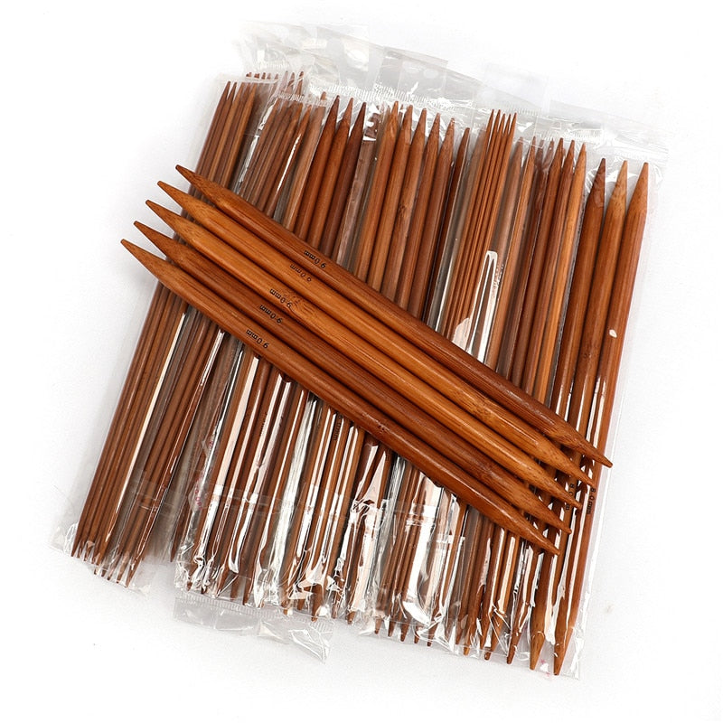 Carbonized Bamboo Double Pointed Knitting Needles Set - 75pcs/ 15 Size (2.0mm-10.0mm)