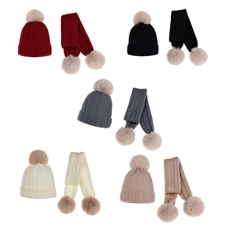 Kids Pom Pom Cap and Muffler Set