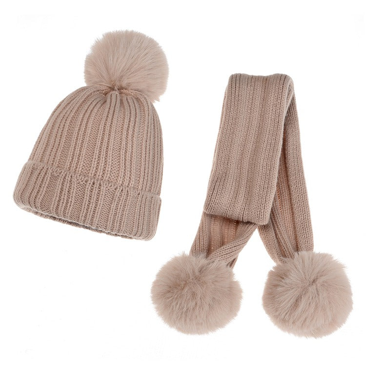 Kids Pom Pom Cap and Muffler Set