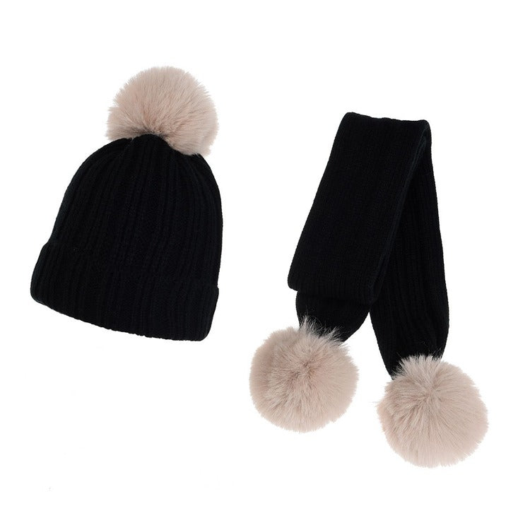 Kids Pom Pom Cap and Muffler Set