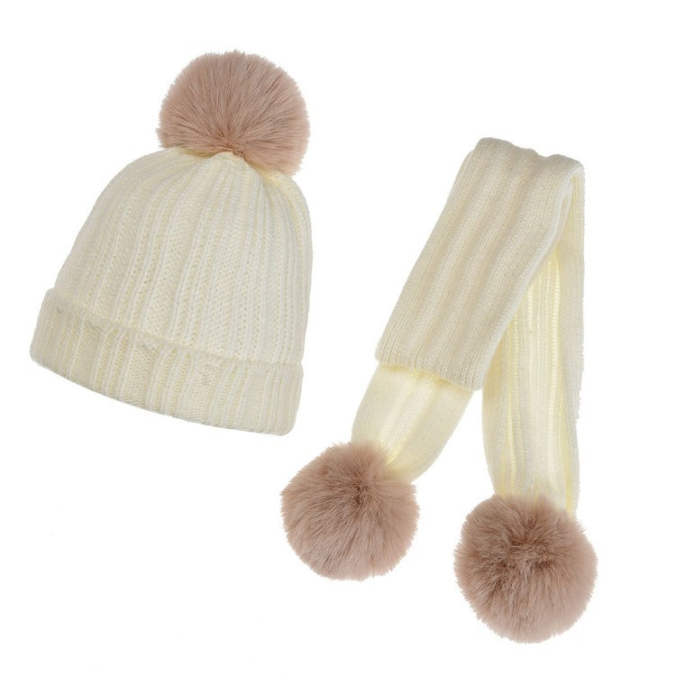 Kids Pom Pom Cap and Muffler Set