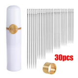 Needle-side Hole Elderly Hand Sewing Needles Stainless Steel Self Threading Needles 32pcs Set