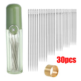 Needle-side Hole Elderly Hand Sewing Needles Stainless Steel Self Threading Needles 32pcs Set