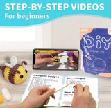 Cute Bee Crochet Kit for Beginners - All-in-One Complete Crochet Set with Yarn, Hook, Pattern & Video Tutorial
