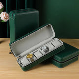 PU Leather Portable Watch Storage Bag with Zip  (6 Slots) - Green